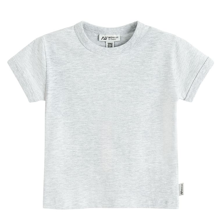 Tricou basic gri cu bumbac pieptanat NOWEAR