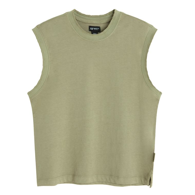 Tricou fara maneci kaki NOWEAR