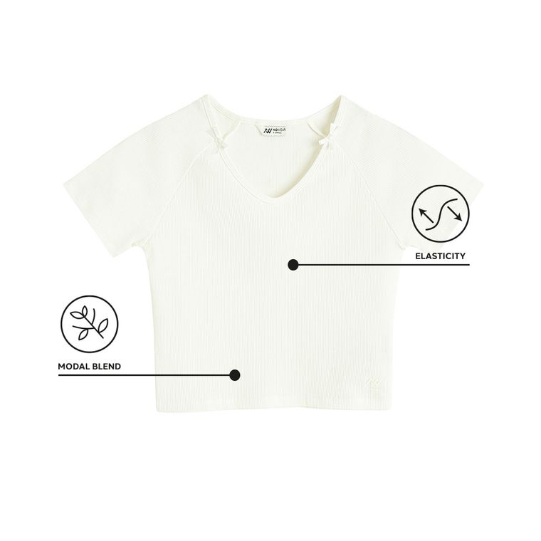 Tricou reiat cu adaos de modal NOWEAR