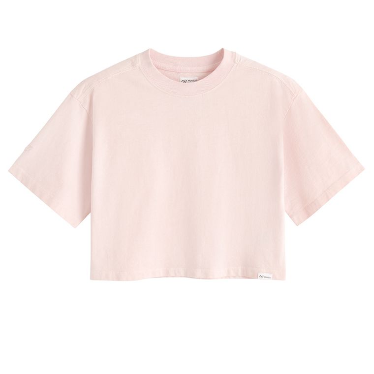 Tricou roz cu croiala cropp boxy NOWEAR