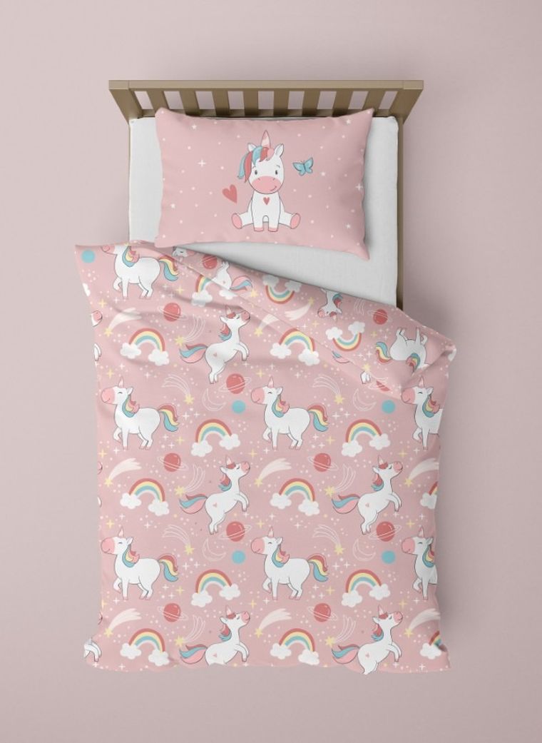 Unicorn, Fluo, set lenjerie de pat single, 160-200 cm