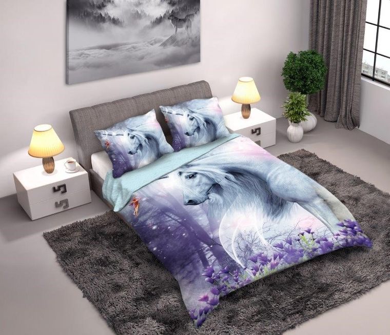 Unicorn, set lenjerie de pat, 3 piese, 160-200 cm