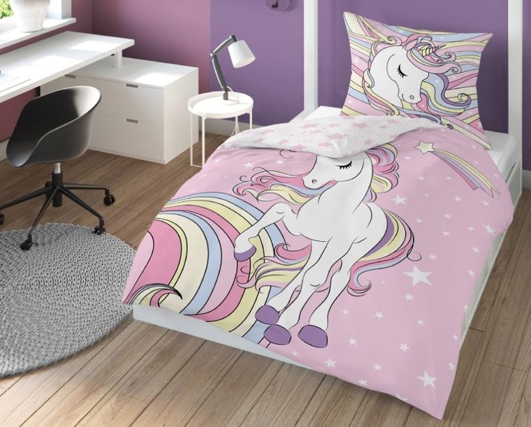 Unicorn, set lenjerie de pat single, 140-200 cm
