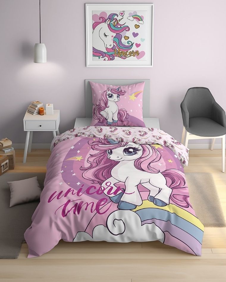 Unicorn, set lenjerie de pat single, 160-200 cm