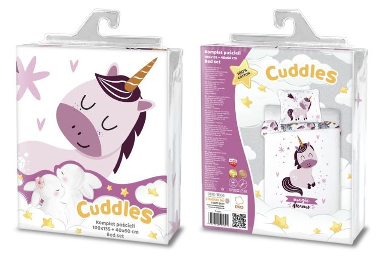 Unicorn, set lenjerie de pat single, din bumbac, 100-135 cm