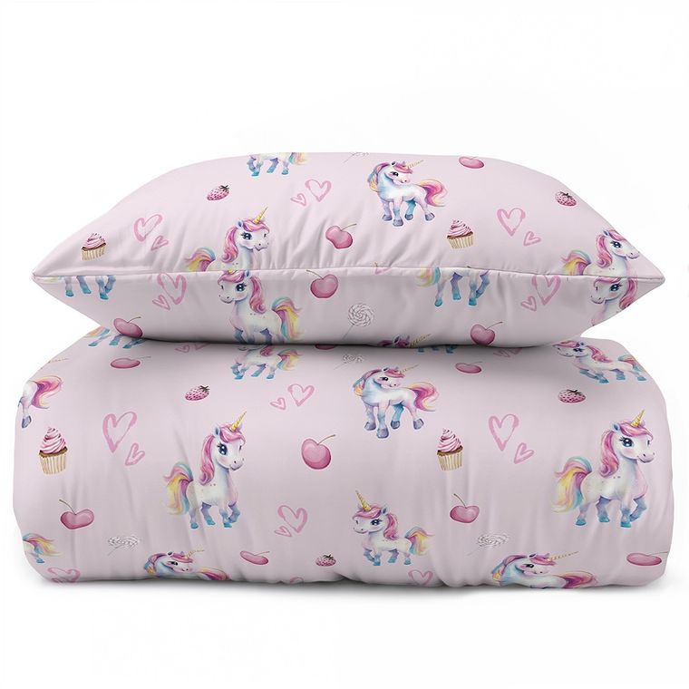 XOXO, set de lenjerie de pat pentru tineri, 140-200 cm + 70-80 cm, Unicorns