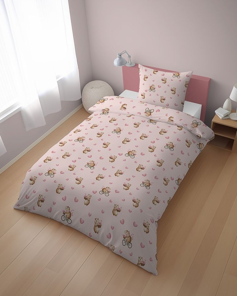 XOXO, set de lenjerie de pat pentru tineri, 160-200 cm + 70-80 cm, Capibara