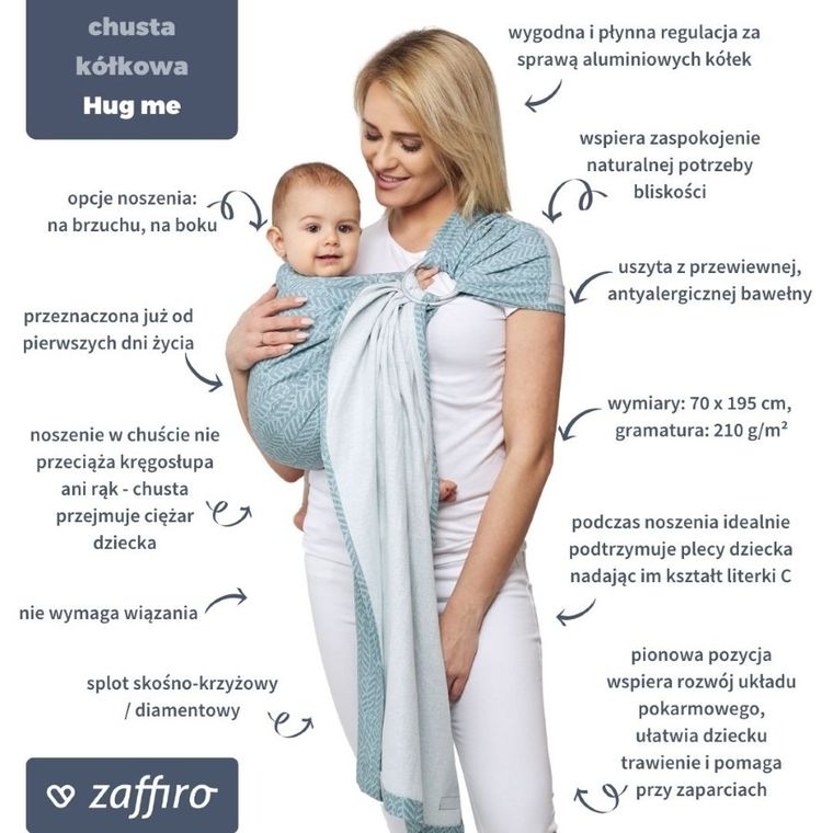 Zaffiro, HugMe, Sling cu inel, gri