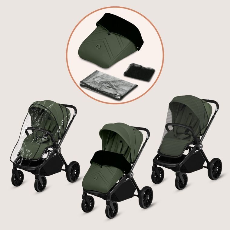 Lionelo, Mika Plus, carucior multifunctional, 3in1, Green Olive