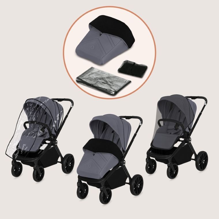 Lionelo, Mika Plus, carucior multifunctional, 3in1, Grey Stone