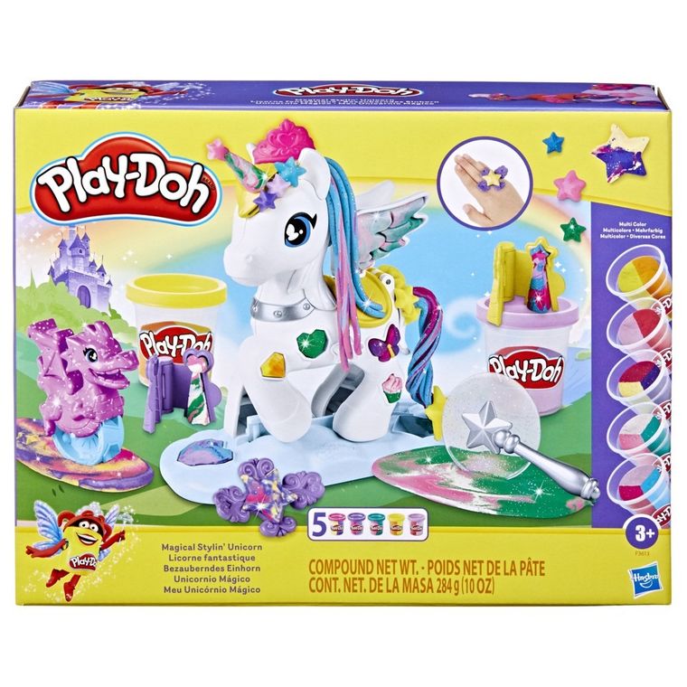 Play-Doh, Magical Stylin' Unicorn, set creativ, 5 cutie cu plastilina