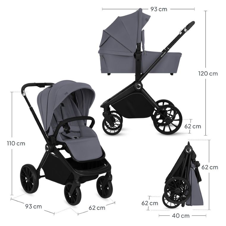 Lionelo, Mika Plus, carucior multifunctional, 3in1, Grey Stone