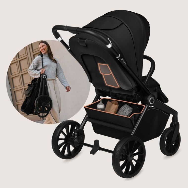 Lionelo, Mika Plus, carucior multifunctional 3in1, Black Onyx