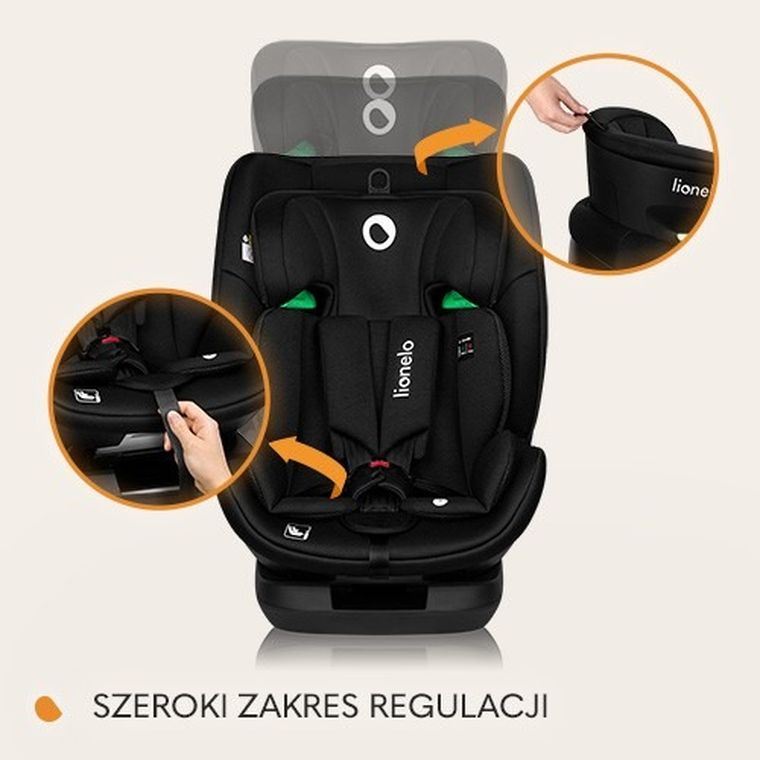 Lionelo, Lavender I-Size, scaun auto, Black Carbon, 76-150 cm