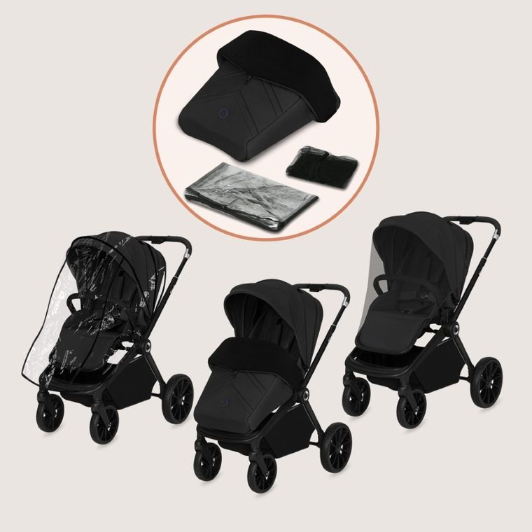 Lionelo, Mika Plus, carucior multifunctional 3in1, Black Onyx
