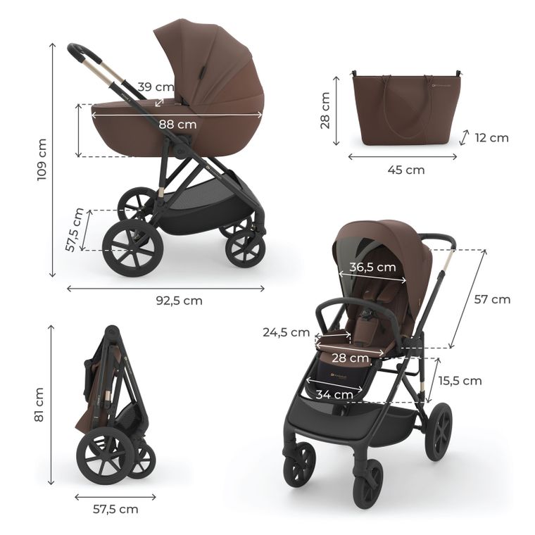 Kinderkraft, Prime 3, carucior multifunctional, 3in1, Velvet Mocca