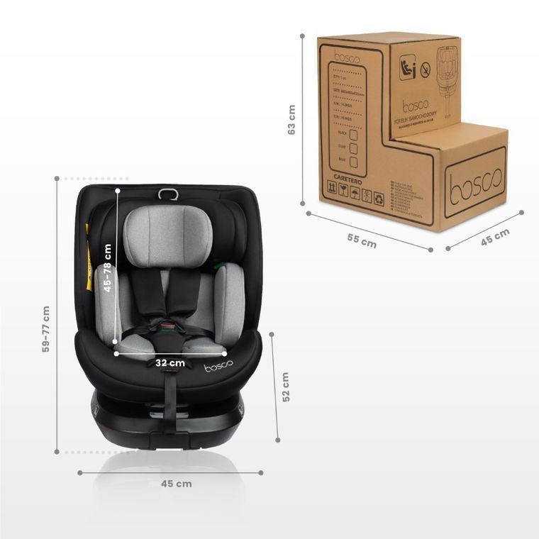 Caretero, Bosco I-Size, scaun auto, blue, 40-150 cm