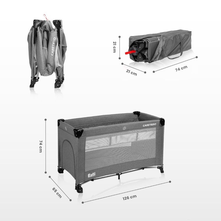 Caretero, Esti, patut de calatorie cu laterale rabatabile, negru
