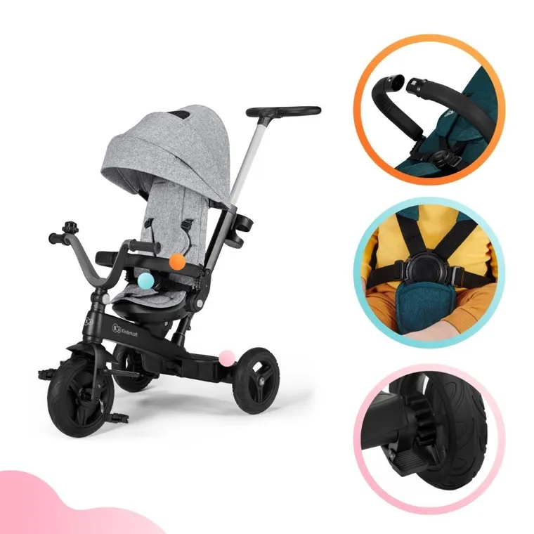 Kinderkraft, Twipper, tricicleta 5in1, gri