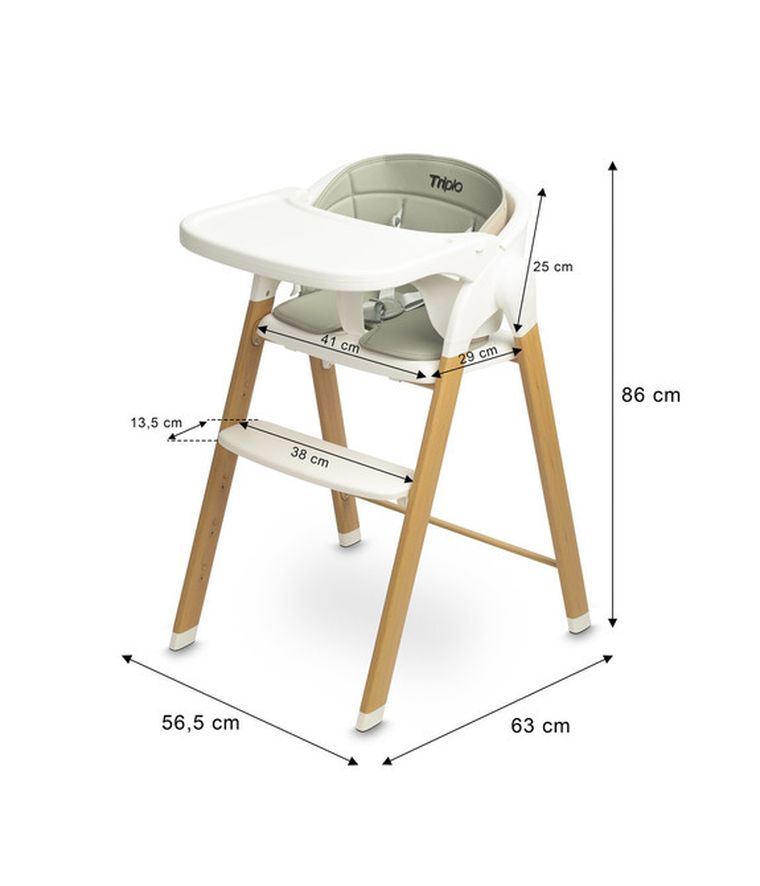Caretero, Triplo, scaun de masa, 3in1, grey