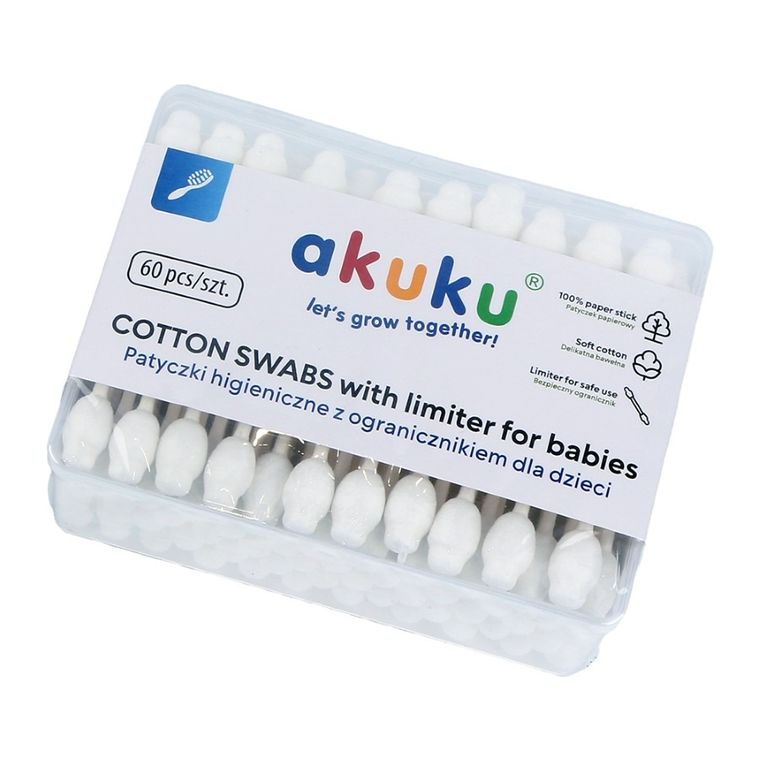 Akuku, betisoare de urechi pentru bebelusi, 60 buc.