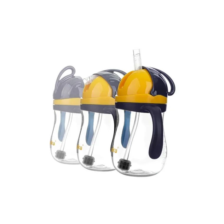 Akuku, cana cu pai din silicon si supapa mobila, 280 ml, albastru-galben