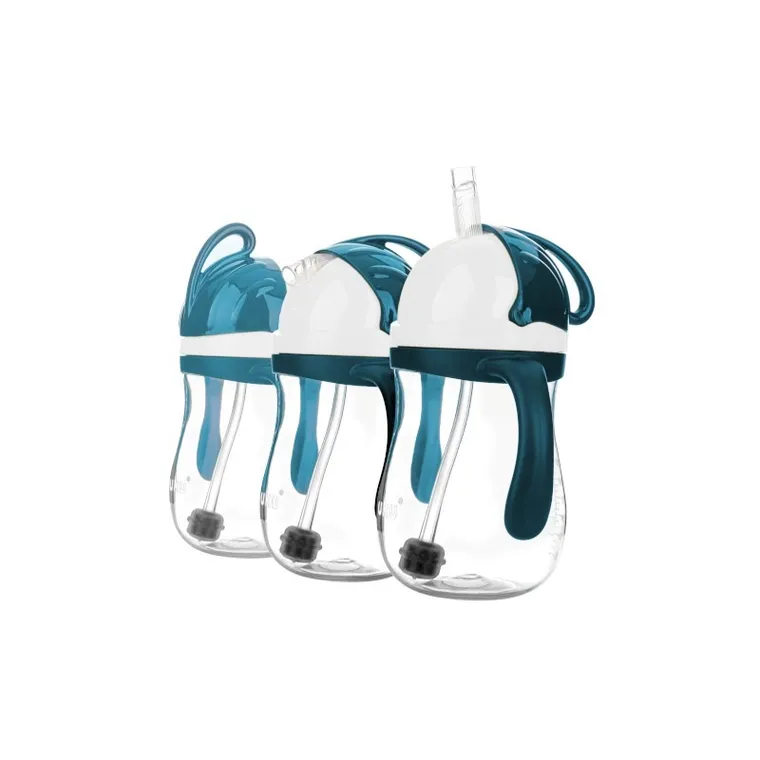 Akuku, cana cu pai din silicon si supapa mobila, 280 ml, albastru-gri