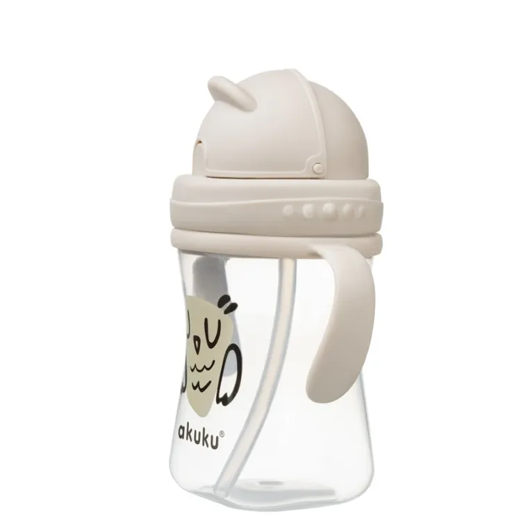 Akuku, cana cu pai din silicon si supapa mobila, bufnita, 300 ml