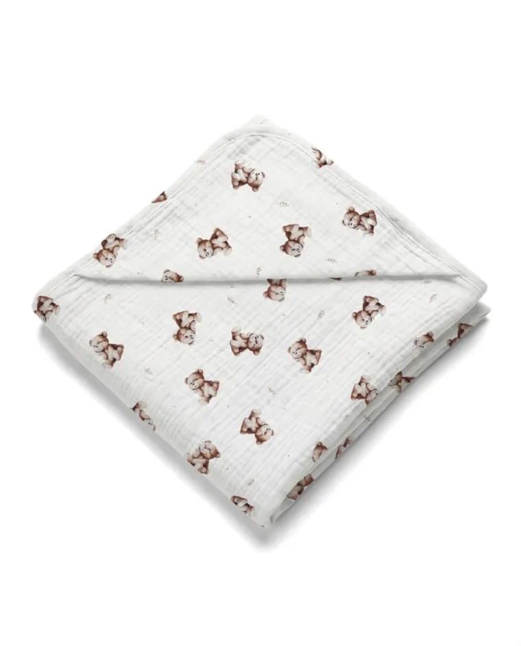 Albero Mio, Vintage Teddy, halat de baie din muselina, 80-80 cm