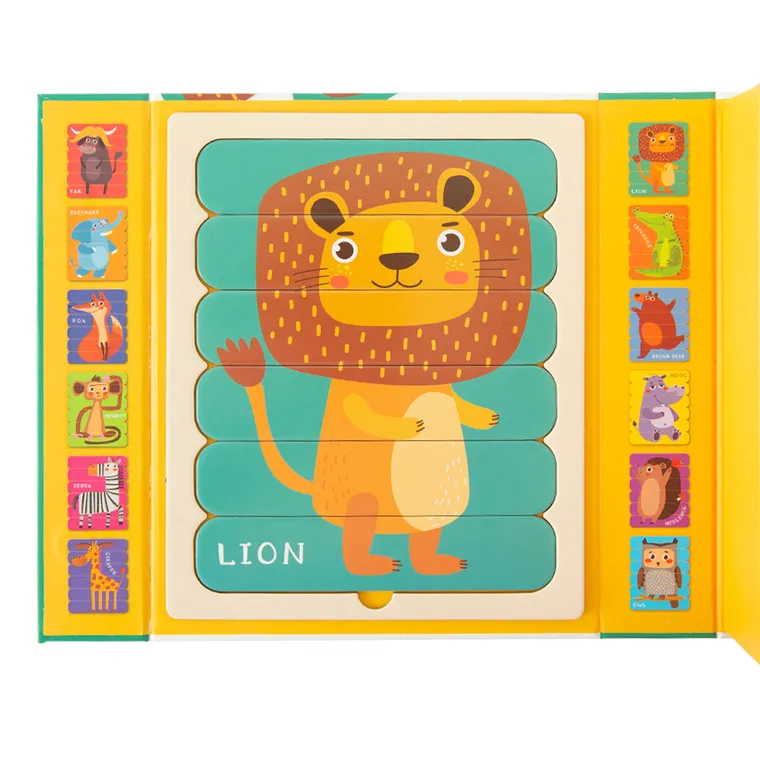 Animalute, puzzle din betisoare, joc de potrivire, 36 elemente