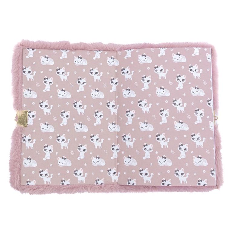 Astrabag, jurnal A5 cu lacatel, 96 foi, Fluffy Kitty Pink
