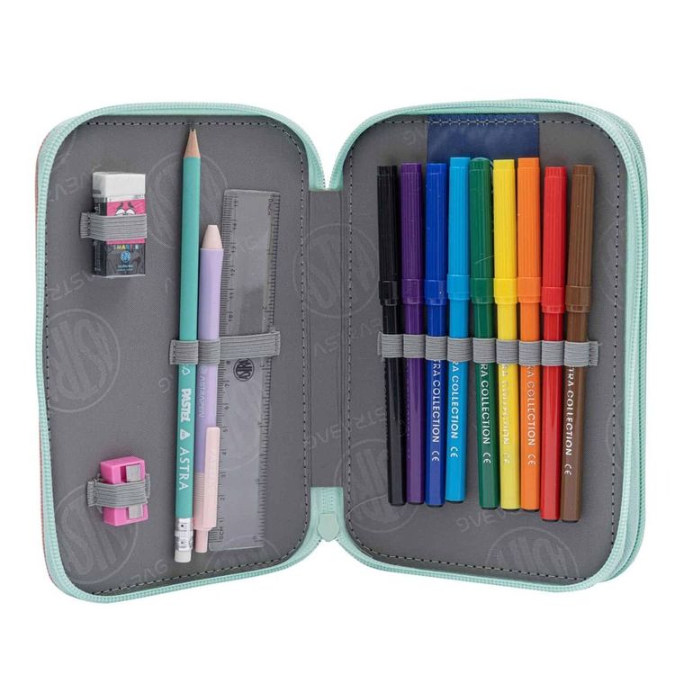 Astrabag, penar dublu cu rechizite scolare, Teddy Panda