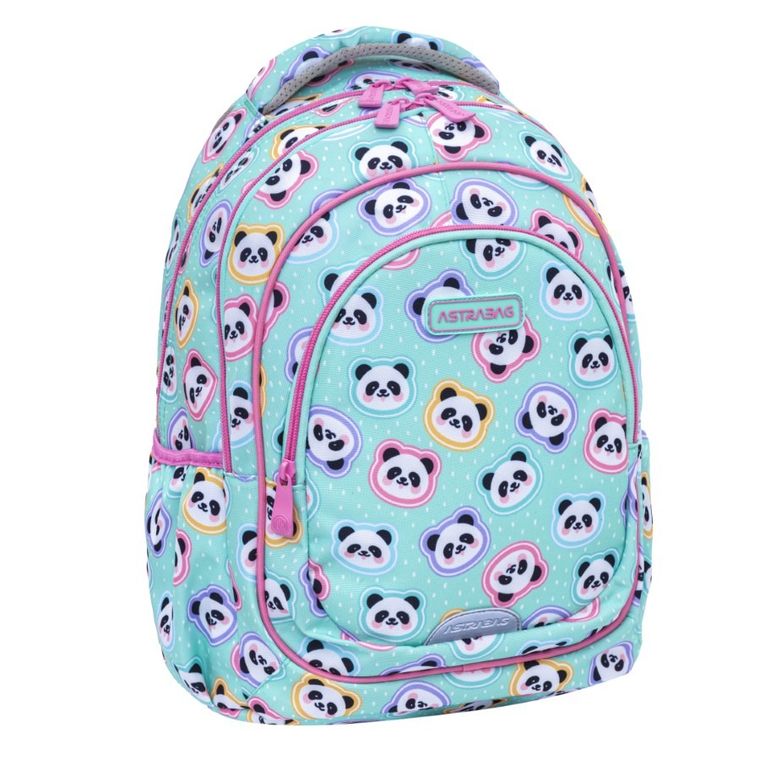 Astrabag, rucsac pentru scoala, cu 3 compartimente, Minty Pandas