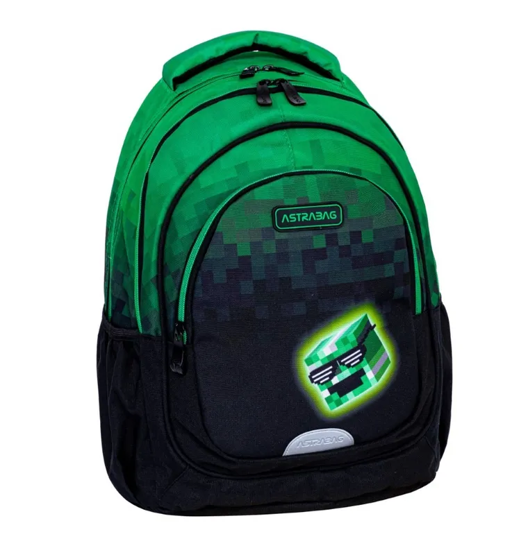 Astrabag, rucsac pentru scoala, cu 3 compartimente, Pixel Hero