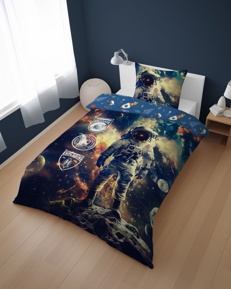 Astronaut, set lenjerie de pat single, 160-200 cm