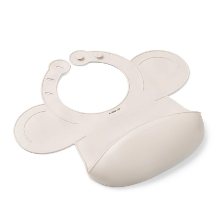 BabyOno, Baveta din silicon cu inchidere reglabila, bej
