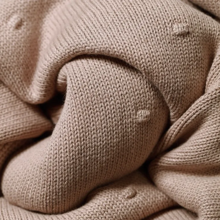 BabyOno, Patura din bumbac cu captuseala din flanela, bej inchis, 75-100 cm