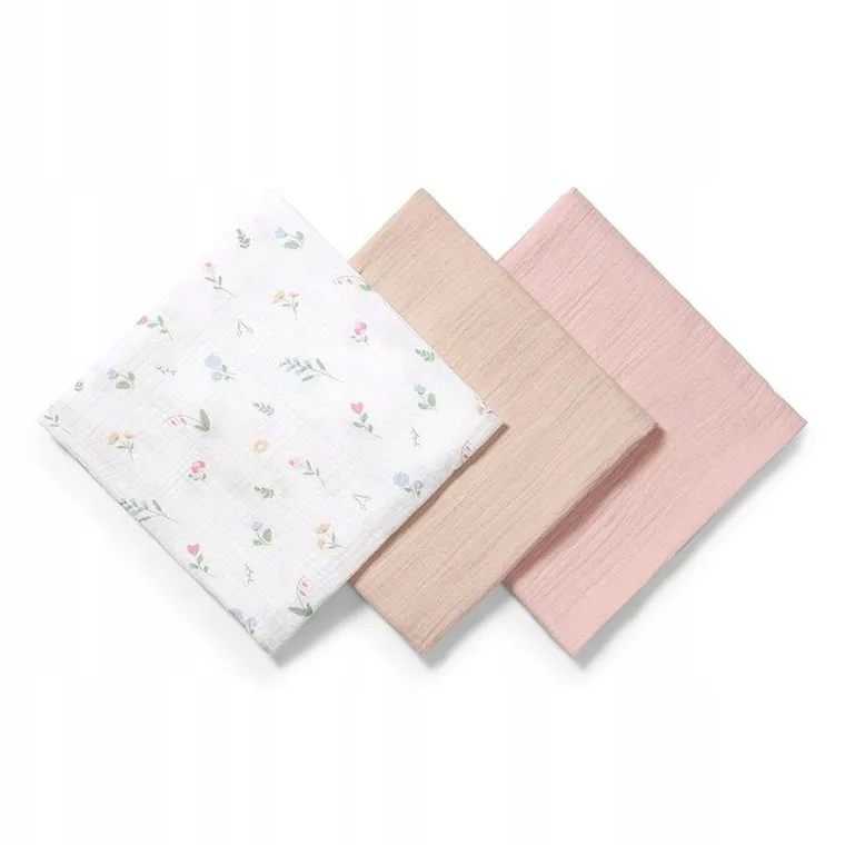 BabyOno, Scutecele din muselina sifonata, roz, 70-70 cm, 3 buc.