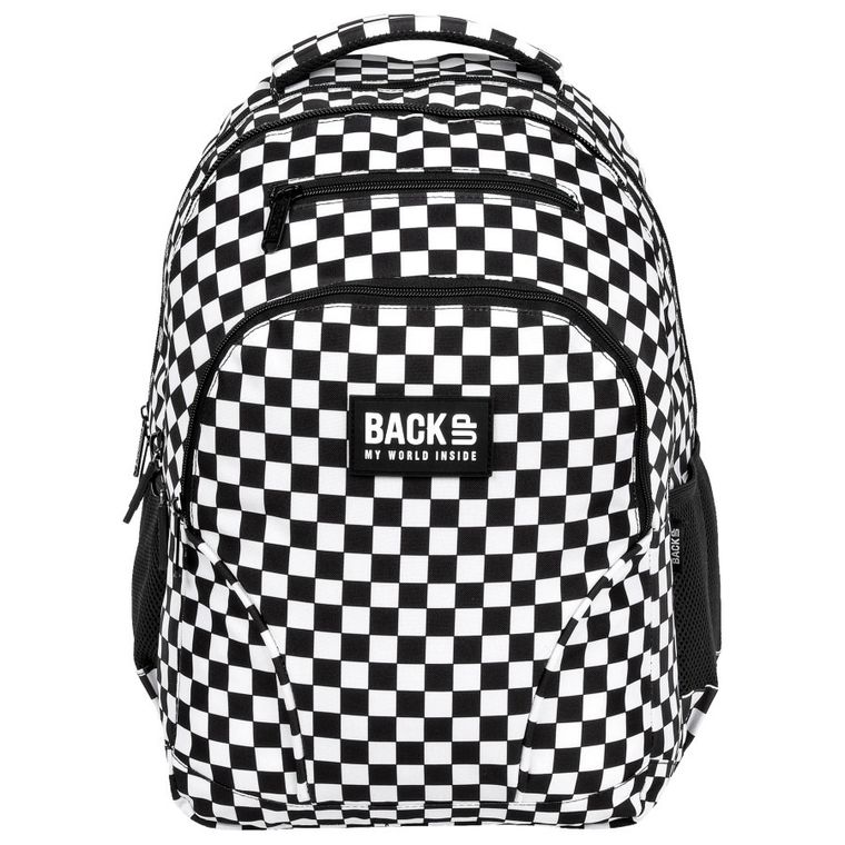 BackUp, rucsac pentru scoala, cu 3 compartimente, Carouri