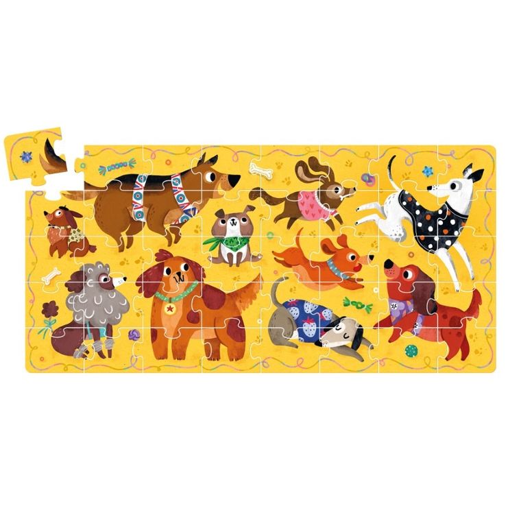 Banana Panda, I Love Puzzle, Caini, set de puzzle-uri, pentru varsta de 3+, 40 piese