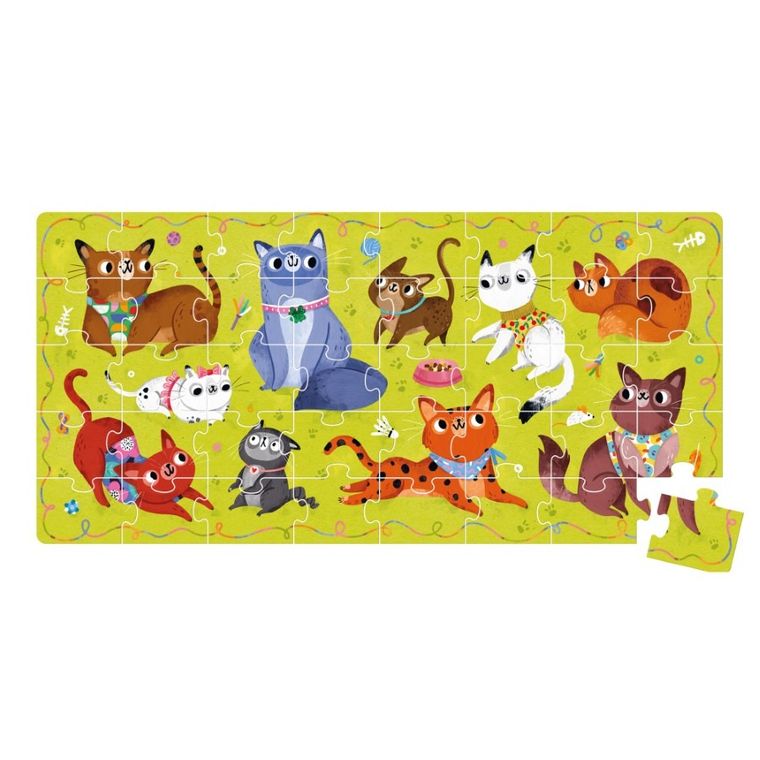 Banana Panda, I Love Puzzle, Pisici, set de puzzle-uri, pentru varsta de 3+, 40 piese