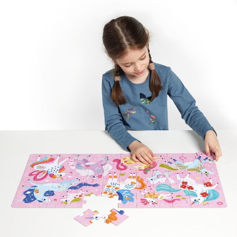 Banana Panda, I Love Puzzle, Unicorni, set de puzzle-uri, pentru varsta de 4+, 60 piese