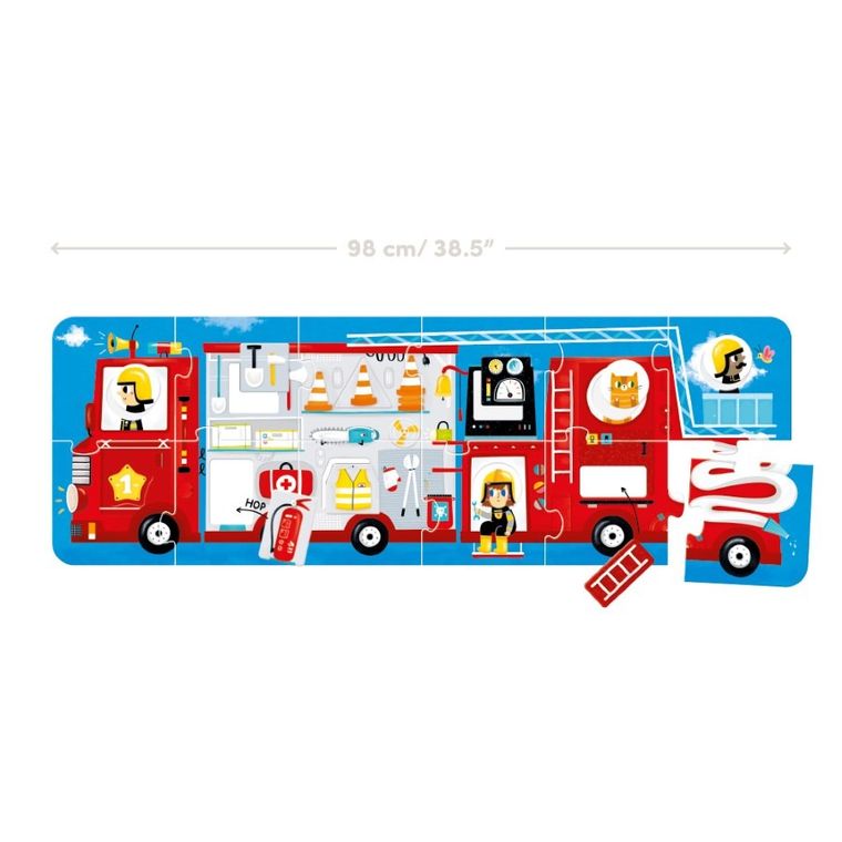 Banana Panda, Make-a-Match Puzzle Camion de pompieri, puzzle de podea, pentru varsta de 2+, 23 piese