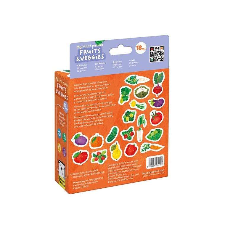 Banana Panda, My First Puzzles Fructe si legume, set de puzzle-uri, pentru varsta de 18 luni+, 38 piese
