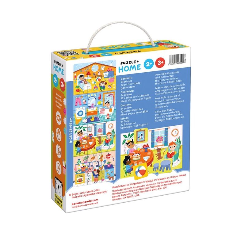 Banana Panda, Puzzle + Acasa, set de puzzle-uri, pentru varsta de 2+, 3+, 24 piese de puzzle, 32 placute suplimentare