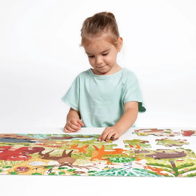 Banana Panda, Wild Jumbo Puzzle Animale din padure, set de puzzle-uri, pentru varsta de 3+, 40 piese