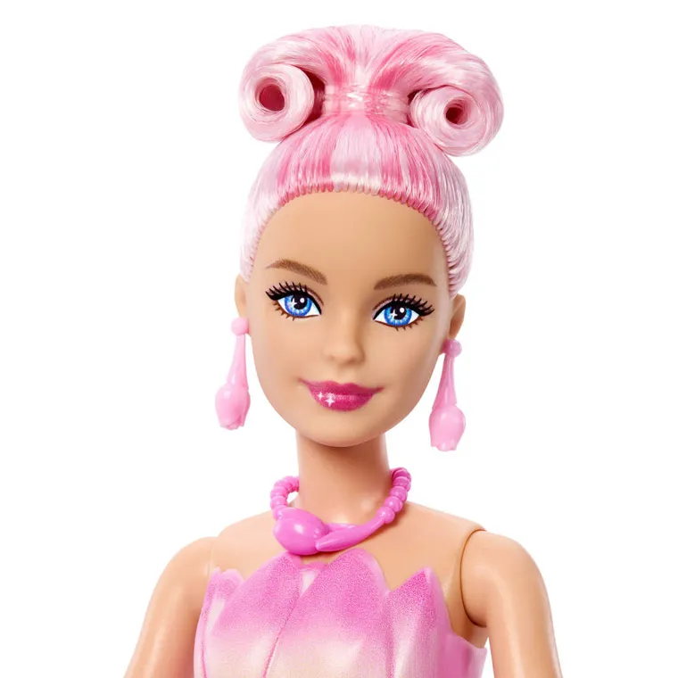 Barbie, Petal Pop, papusa surpriza, floare roz