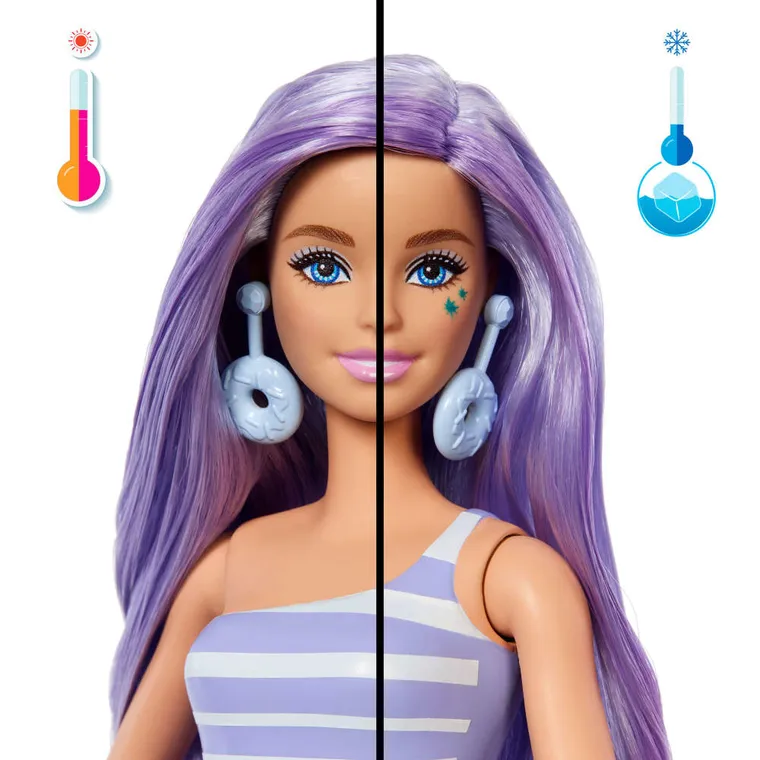 Barbie, Pop Reveal, Stylish Dessert, papusa cu accesorii, set violet