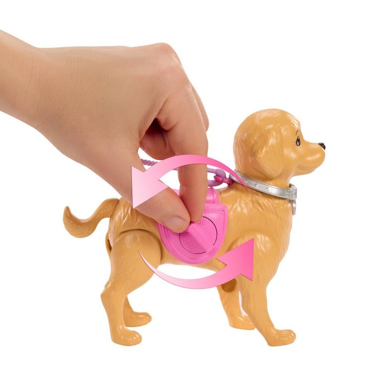 Barbie, Walk & Potty Pup, set de joaca cu papusa Malibu si accesorii