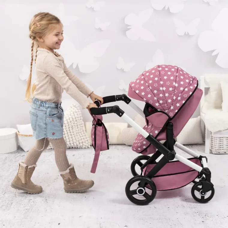 Bayer Design, Xeo, carucior multifunctional pentru papusi, roz